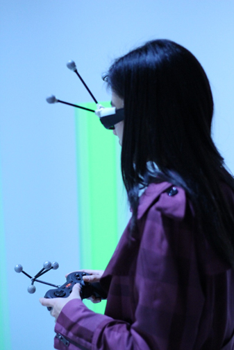 Figure 1: User in immersive, CAVE-like, VR environment used in this study.