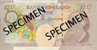 Charles Darwin on the 10 Pound note