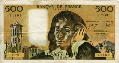 Blaise Pascal on the 500 French Franc
