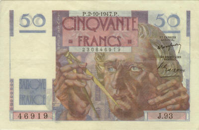 Le Verrier on 50 French Francs