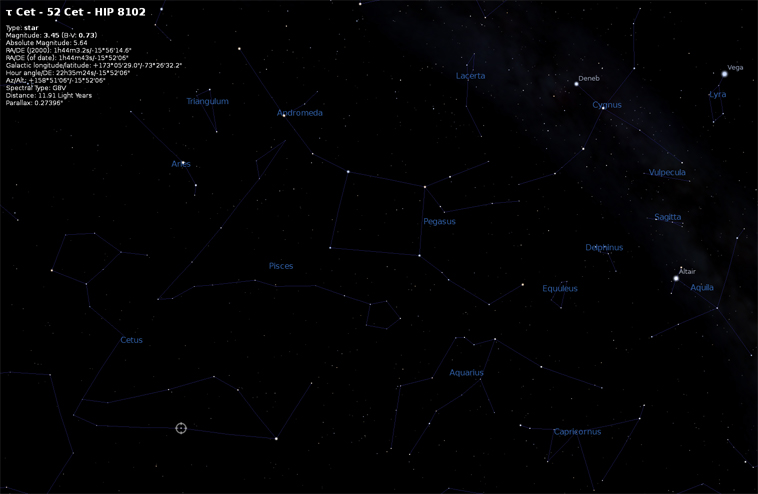 Tau Ceti in the constellation Cetus