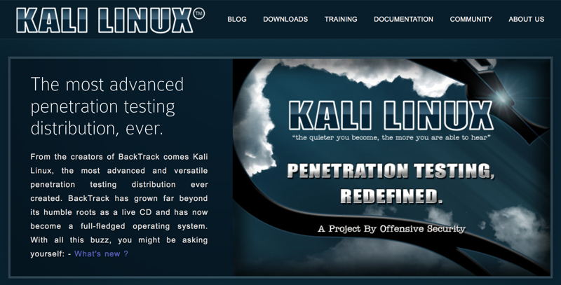 Screen shot from the Kali Linux web page
