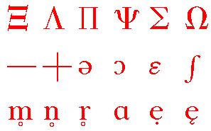 Symbol font displayed