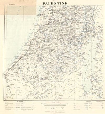 Palestine map created by the British War Office in 1924 the original map in the National Library Of Scotland in Edinburgh