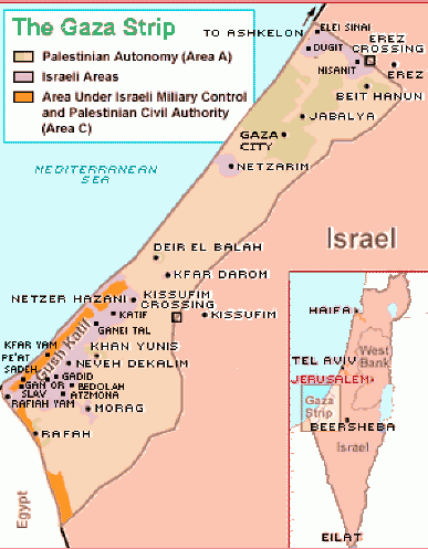 Peace Process - Map of Israeli Disengagement in Gaza 2005