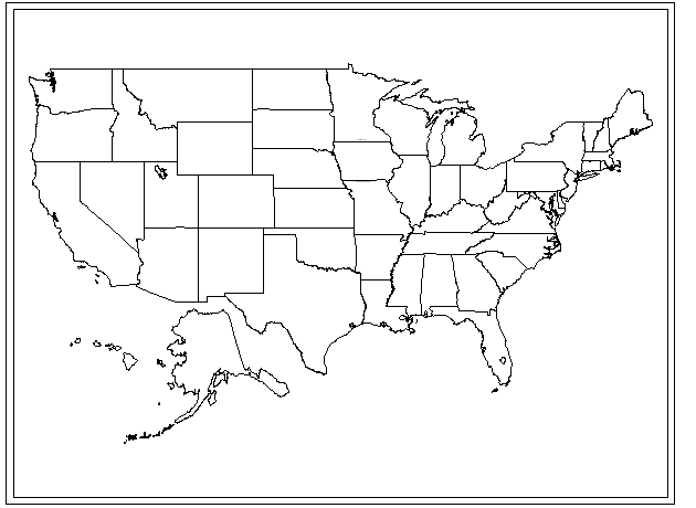 A 50 States Blank borders Map