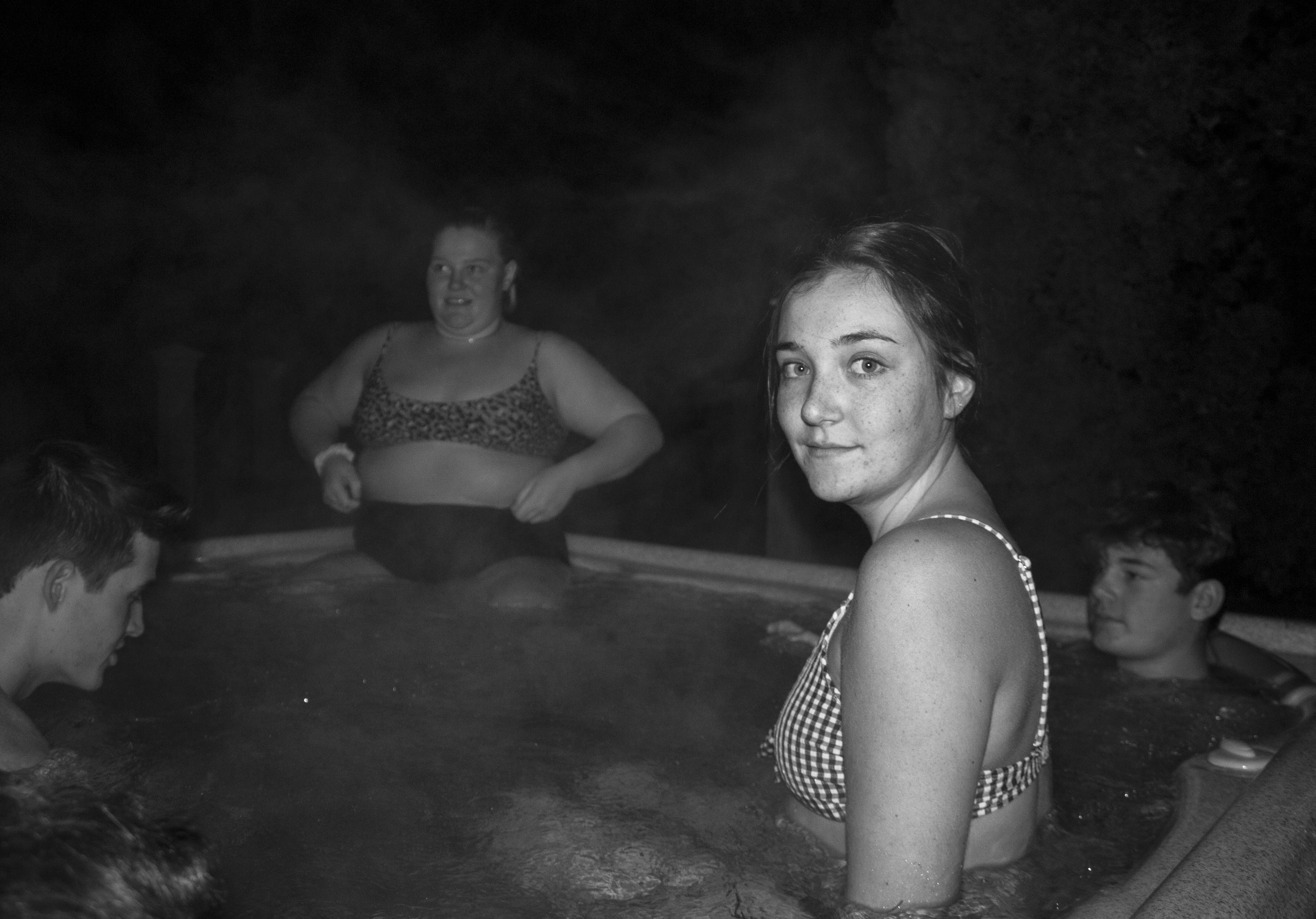 Lauren Verlinde enjoying hot tub time with her cousins.