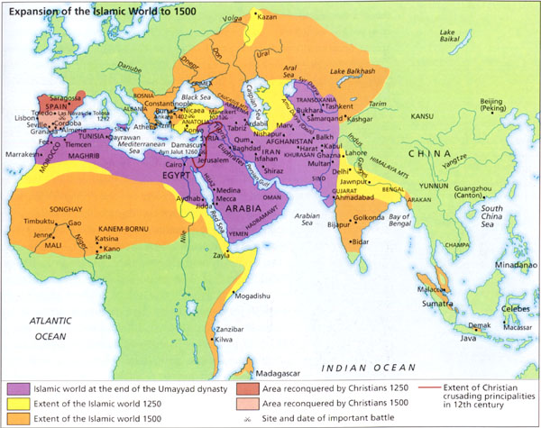Map of muslim domination during 750